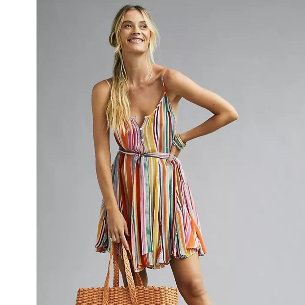 Anthropologie Colorful Tiana Stipe Mini Dress